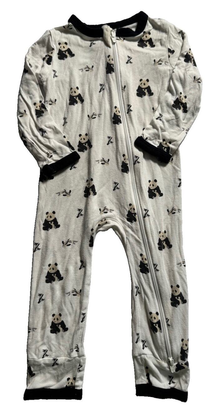 Kyte Baby Panda Zip Romper 6-12 Months Bamboo Black White Zipper Sleeper